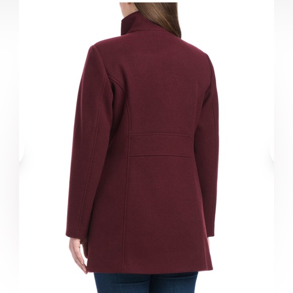 Vince Camuto Deep Red Pea Coat - Picture 4 of 6